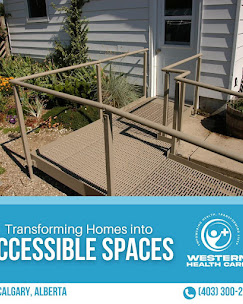 Western Health Care accessibility display featuring a ramp and handrails
