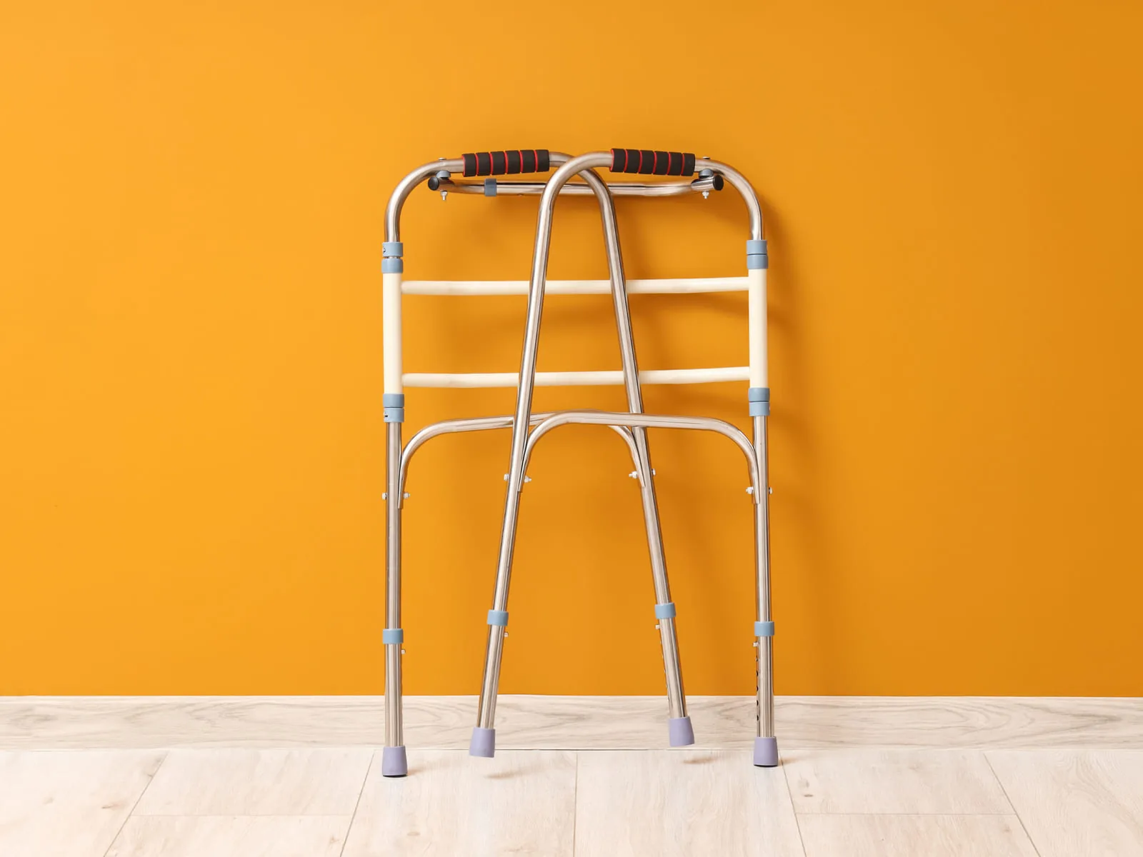 A folding walker, an example of walking equipment