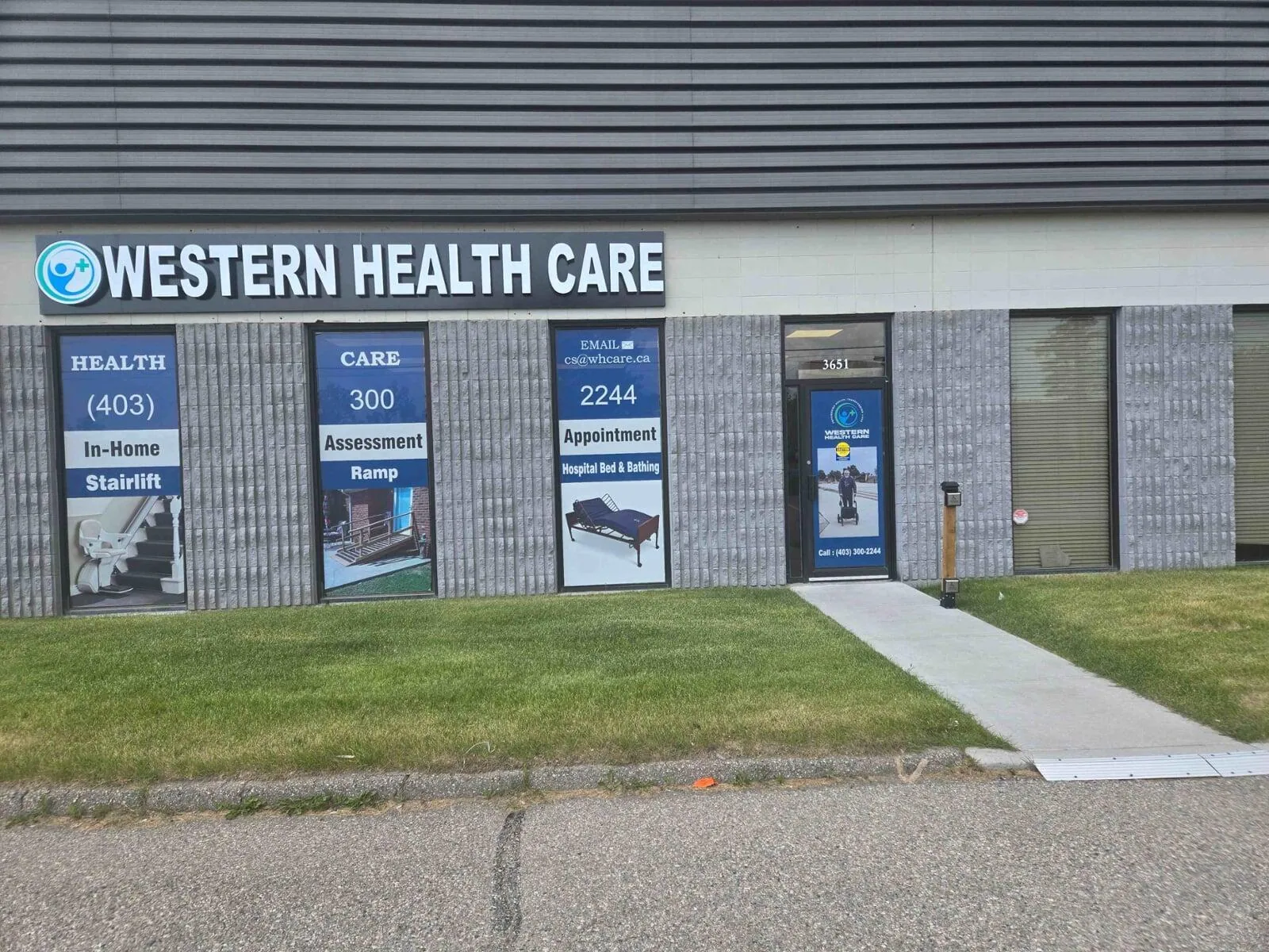 Western Health Care storefront exterior at 3651 19 ST NE Calgary